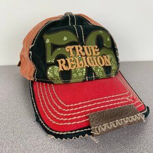 True Religion Bandana 56 Distressed Embroidered Baseball Hat Cap